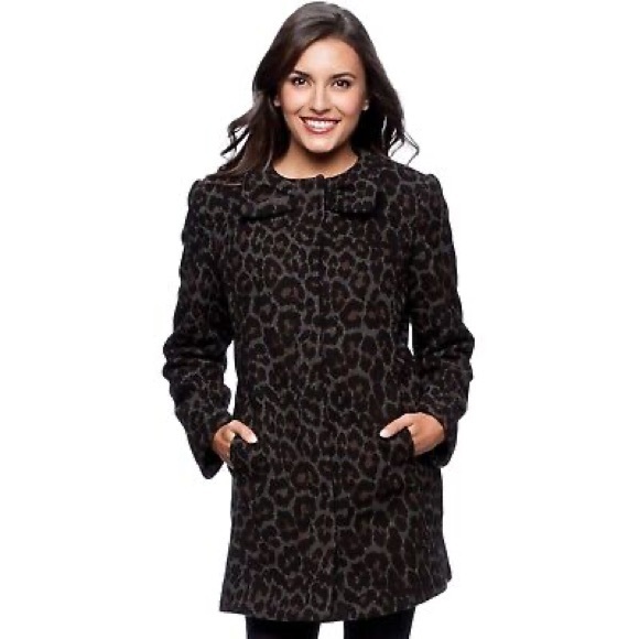 Betsey Johnson EUC Wool Leopard Coat, Size: Large - Picture 2 of 8